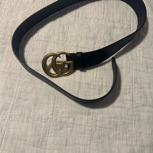 Gucci Black Belt with Gold GG Buckle